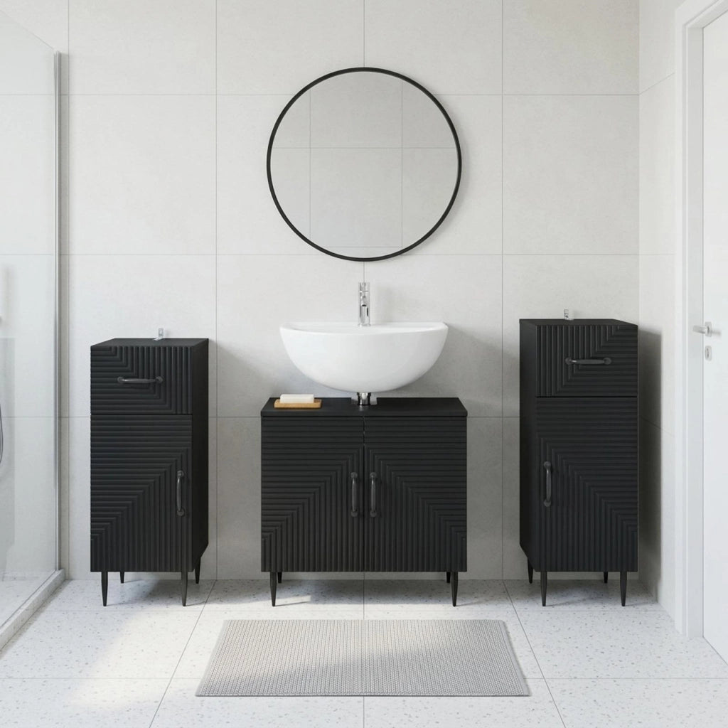 Set di armadietti da bagno in 3 pezzi HAARLEM Nero 3418018