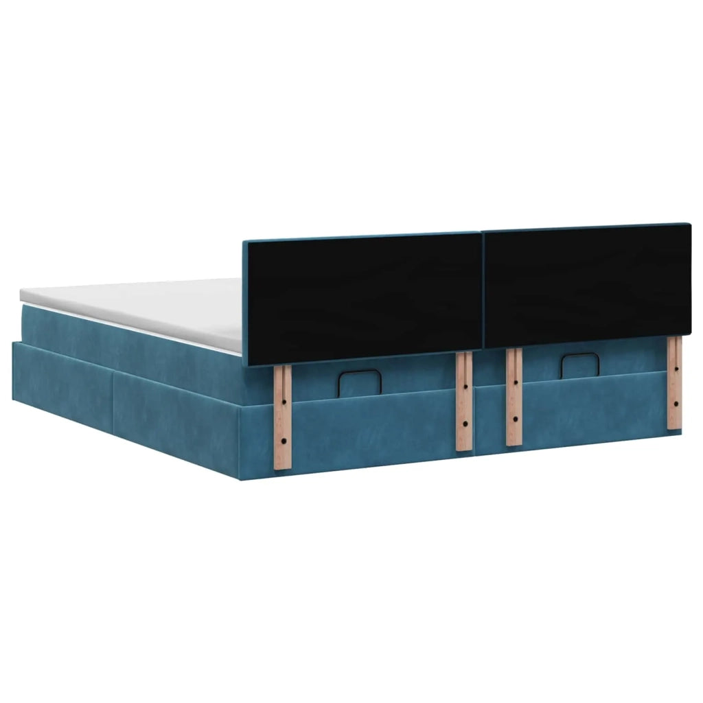 Letto Ottomano con Materasso e LED Blu scuro 200 x 200 cm 3457342