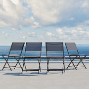 Set 4 sedie da esterno pieghievoli in textilene grigio scuro | Yalia