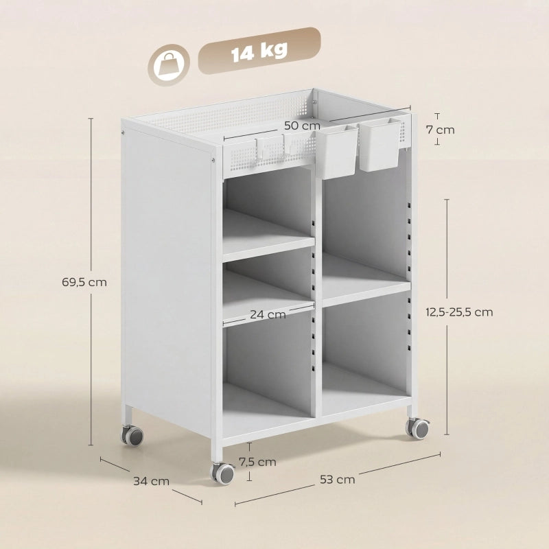 Libreria mobile 53x34x69.5 cm con ripiani regolabili in metallo bianco