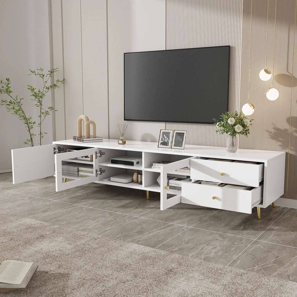 Mobile TV bianco con ante in vetro 170 cm