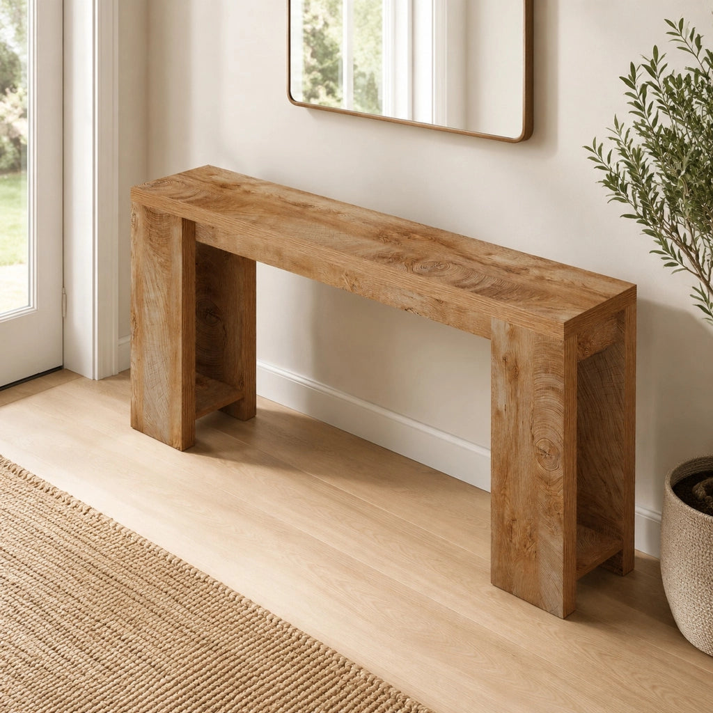 Tavolo consolle extra lungo in legno marrone 63 x 11;81 pollici