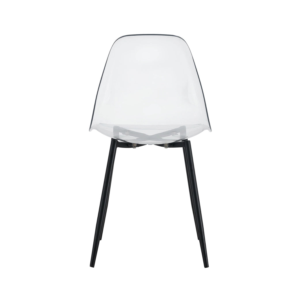 Set di 4 sedie da pranzo in plastica trasparente; 83 cm; design ergonomico con gambe in metallo nero