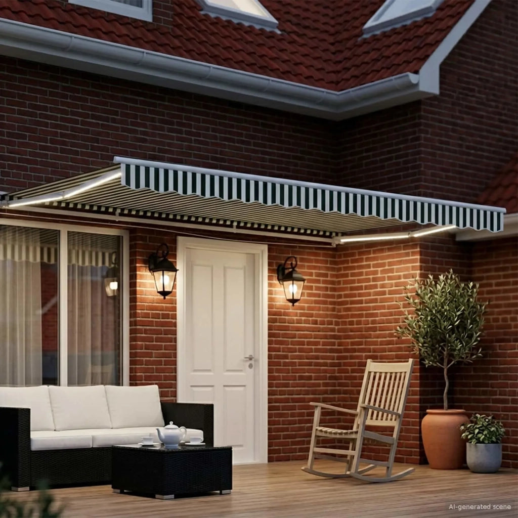 Cornice per Tenda Manuale con LED Verde e Bianco 4 × 3 m 3420628