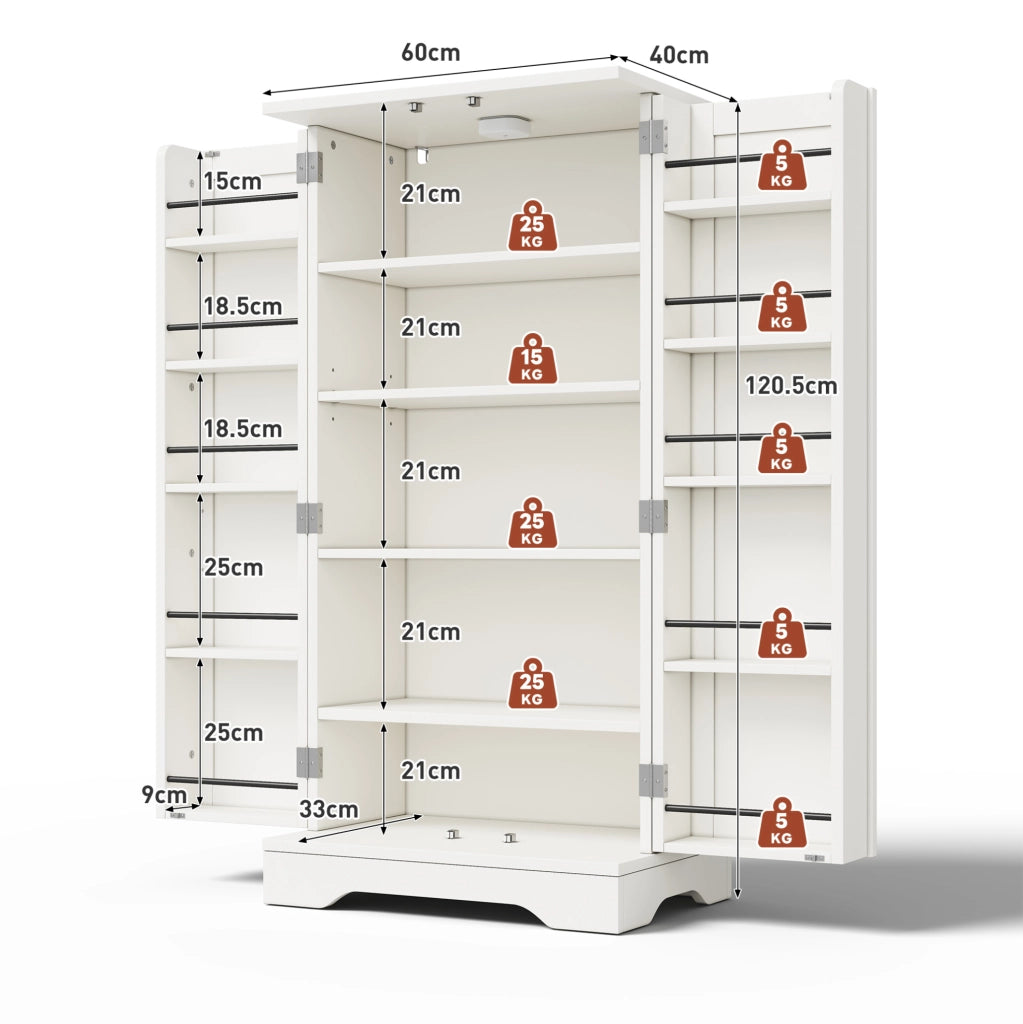 Mobile contenitore alto in MDF bianco con luce LED a sensore