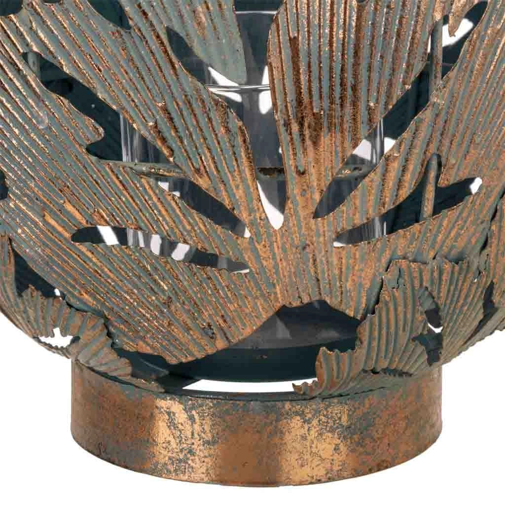 Portacandele in metallo dorato 24x24x37h