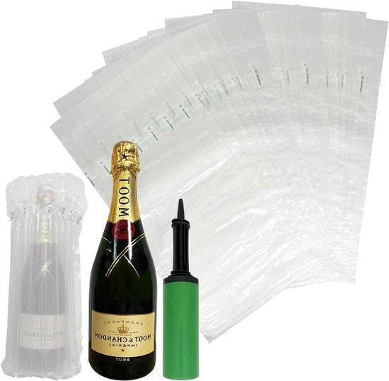 Impacco di Protezione per Bottiglie di Champagne Flessibile - 50 pezzi - Imbottito Riscaldabile e Riciclabile.