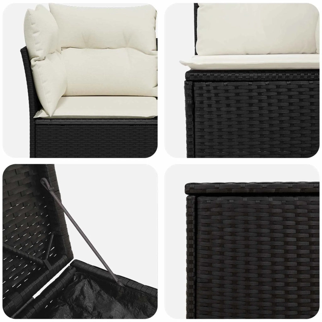 Set di divani 7 pz Nero e Bianco Crema 3448755