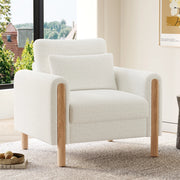 Poltrona lounge in tessuto Teddy bianco con cuscini spessi