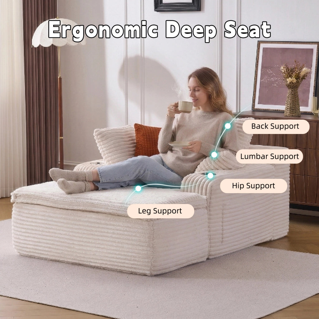Divano letto 3 posti con chaise longue ¨C Minimal ¨C beige