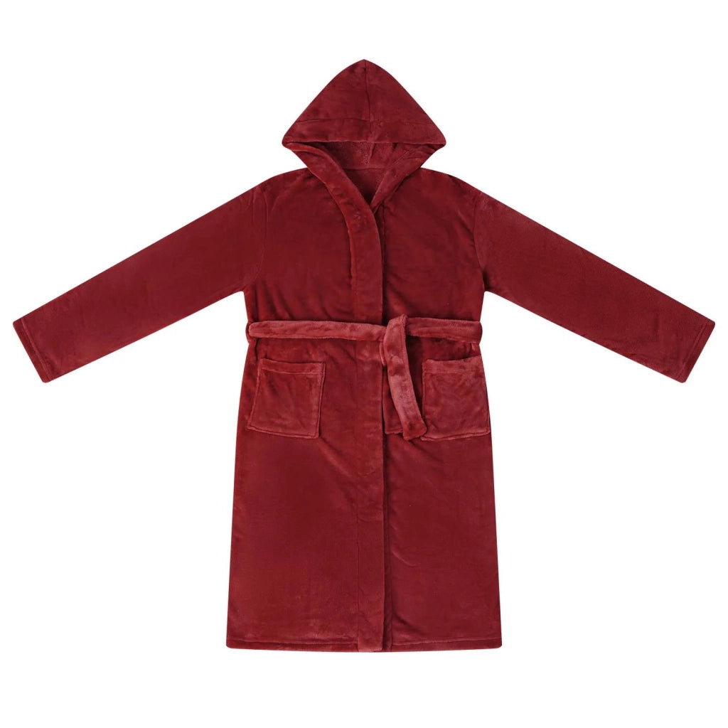 Accappatoio con Cappuccio Rosso Bordeaux l Flanella CFW3510499