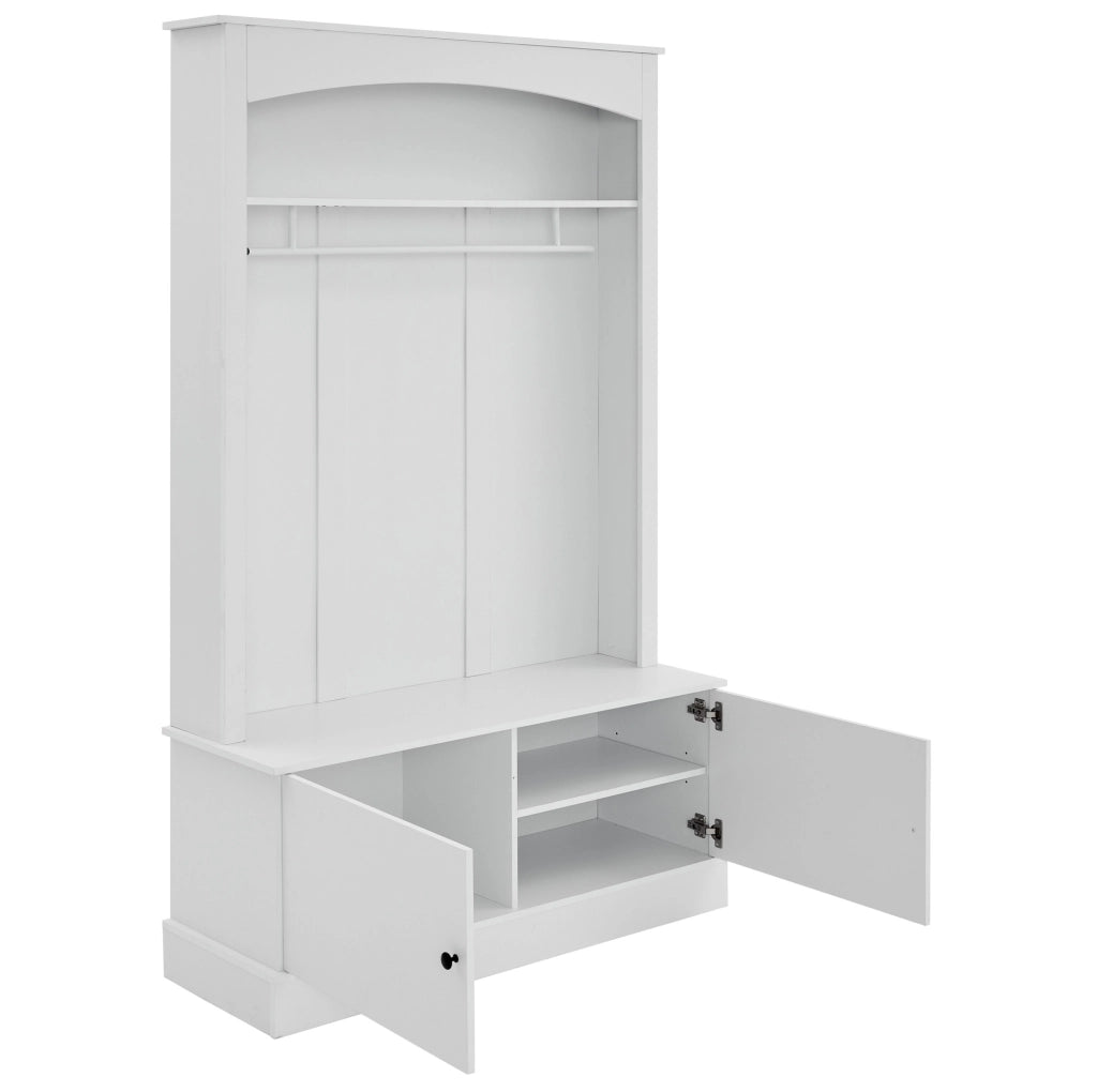 Mobile guardaroba con panca e barra appendiabiti; 120 ¡Á 40 ¡Á 190 cm; bianco