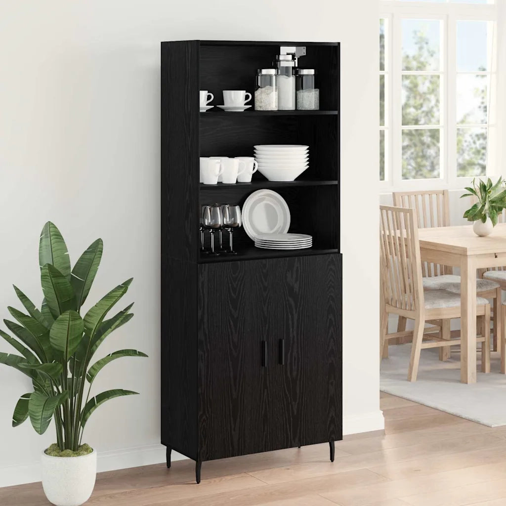 Credenza | Madia | Buffet da pranzo | Armadio da pranzo Rovere Nero 69,5 x 34 x 180 cm