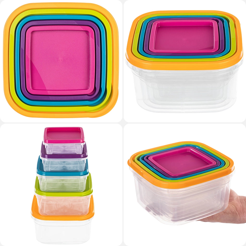 Set di contenitori per alimenti KADAX Scatole per il pranzo in plastica con coperchio da 5 pezzi