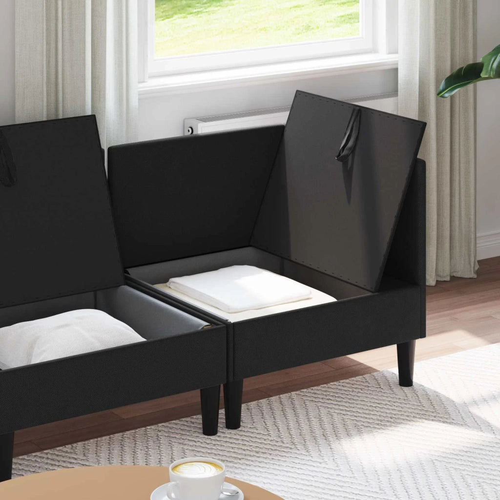 Set di mobili per il soggiorno 4 pcs Nero Tessuto 3413809