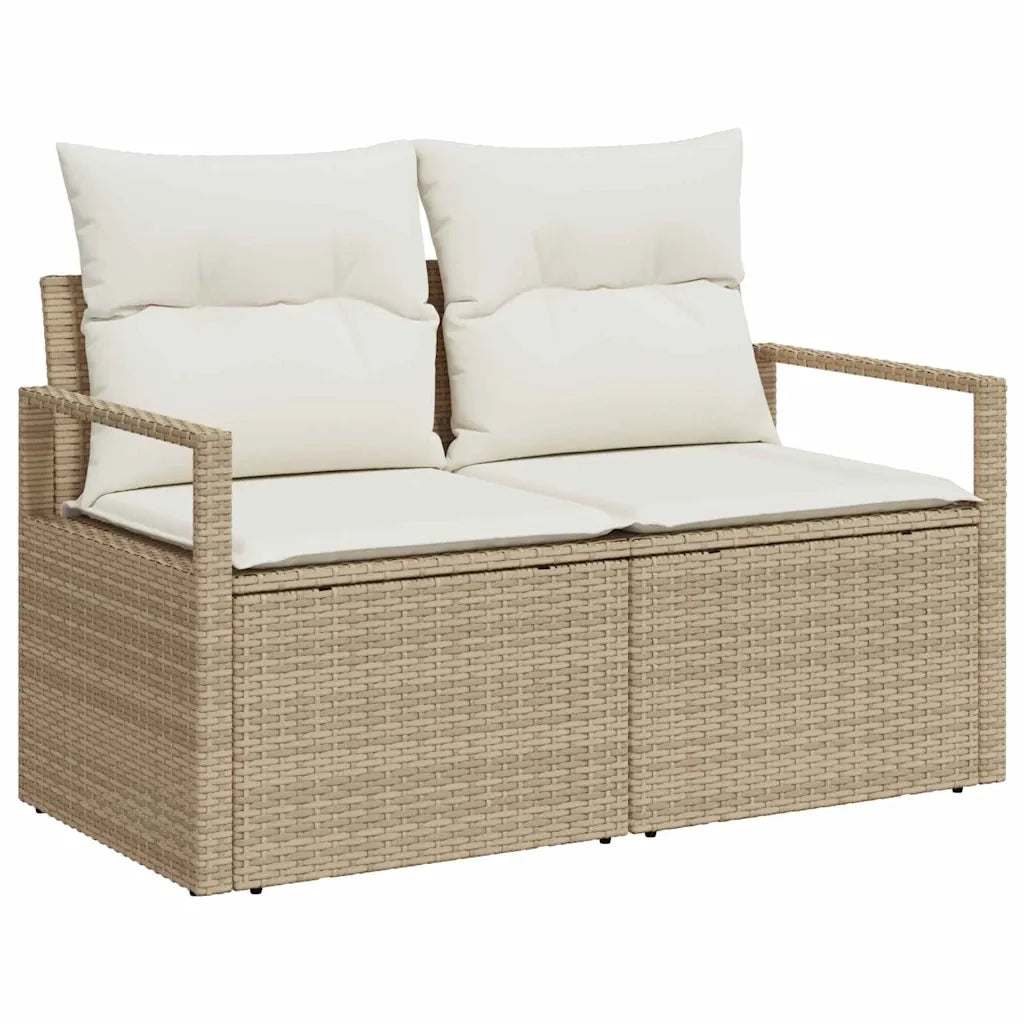 Set Divano da Giardino 7 pcs Beige Poly Rattan