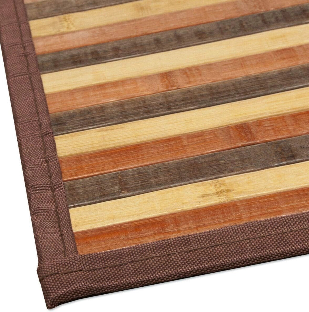 Tappeto Bamboo Legno 50x77 cm Stuoia Cucina Degradè Tovaglietta Colazione Retro Antiscivolo Nero