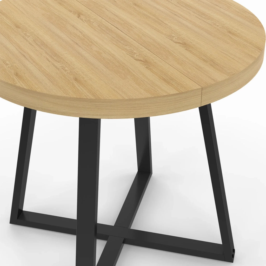 IDMarket - Tavolo da pranzo rotondo SELMA 4 persone in legno e nero 80 cm