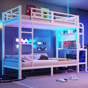 Letto a castello 90x200 cm con scrivania, LED e USB bianco
