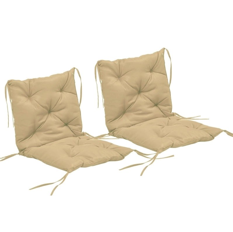 Set di 2 cuscini per sedia 98x50x8 cm in poliestere kaki con lacci, interno/esterno