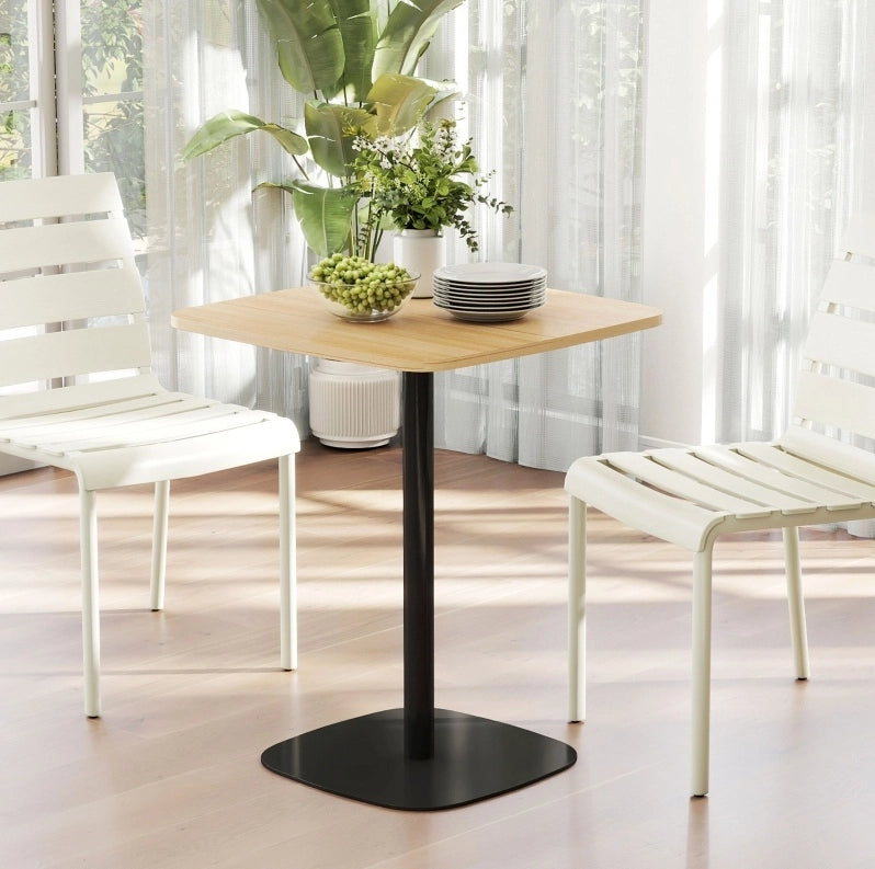 Tavolo da Pranzo Quadrato 60 cm con Piano MDF e Base in Acciaio, Naturale e Nero