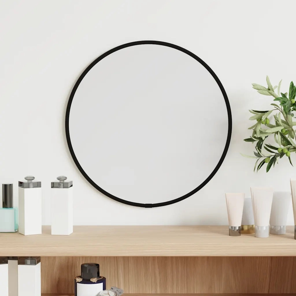 Specchio da Parete Nero Ø 30 cm Rotondo 348184