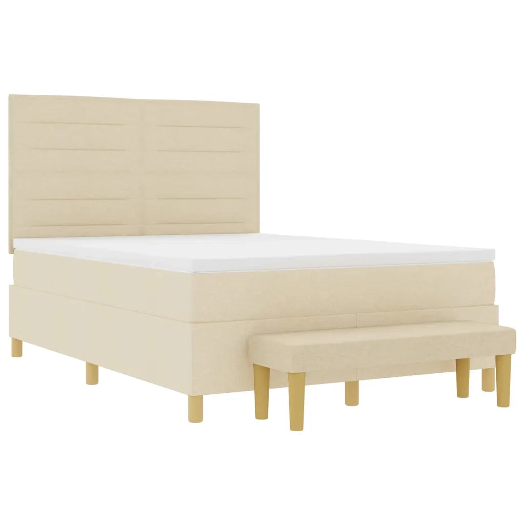Letto a molle con materasso Crema 140 x 200 cm Tessuto