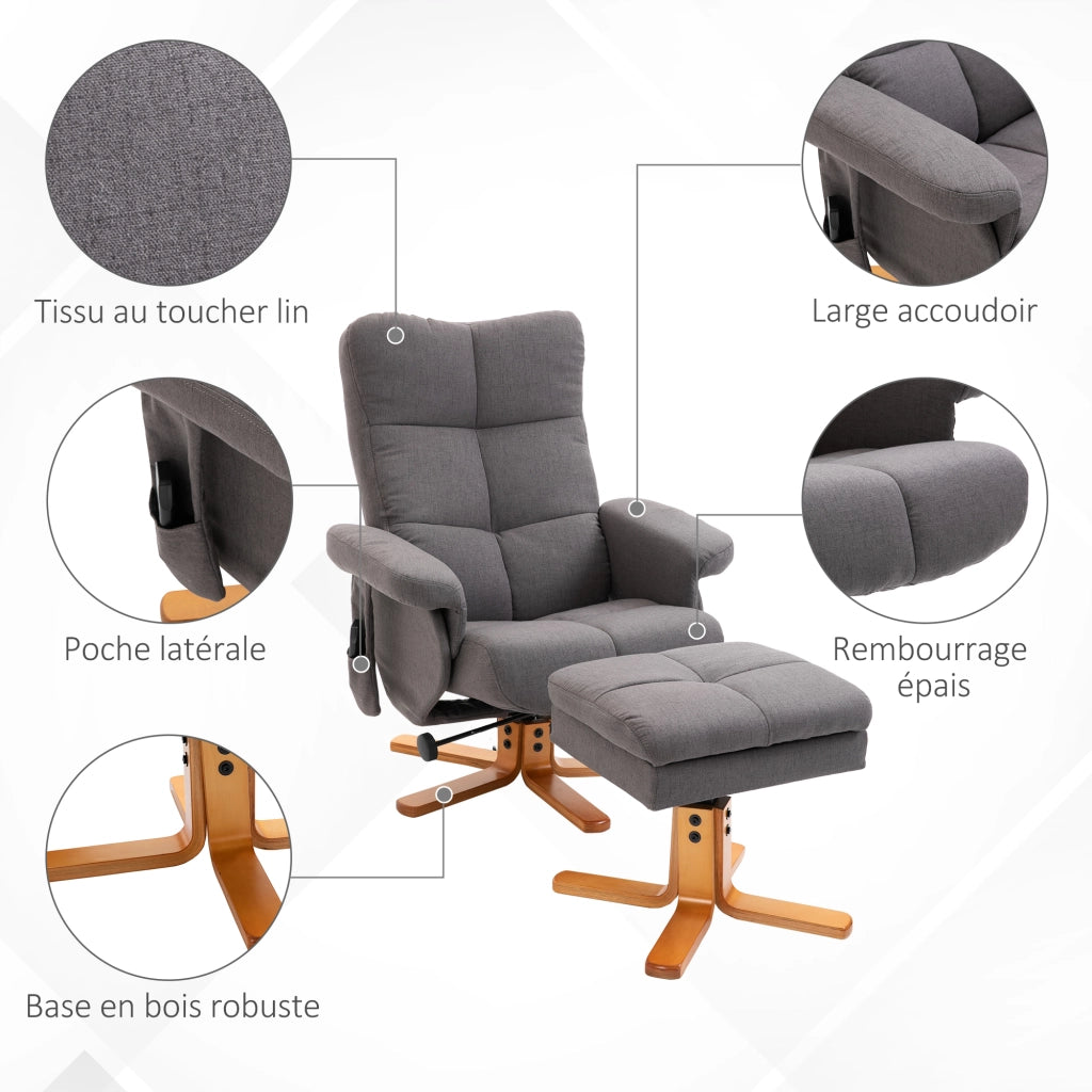 Poltrona massaggiante reclinabile ¨C Minimal ¨C Grigio scuro