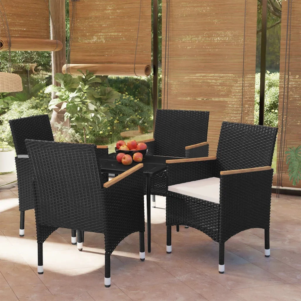 Set da Pranzo da Giardino 5 pz | Set Salotto da Giardino con Cuscini Nero