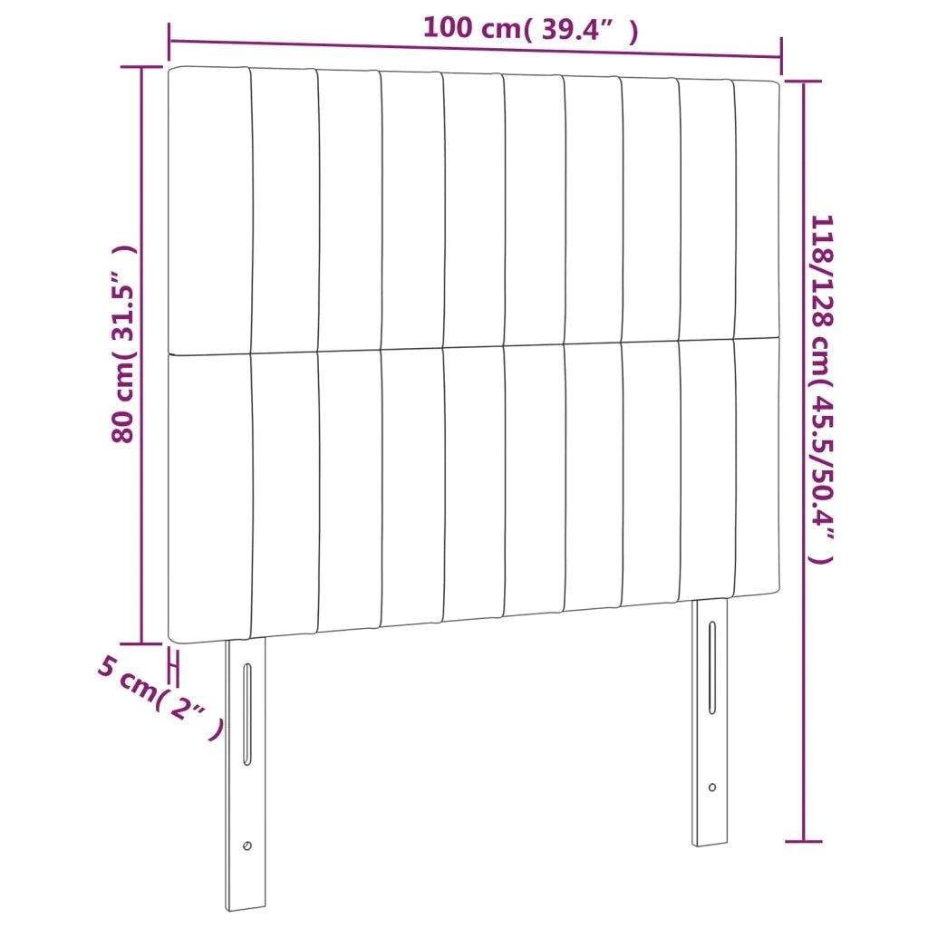 Testiera | Testata Nera 100x5x118/128 cm Velluto