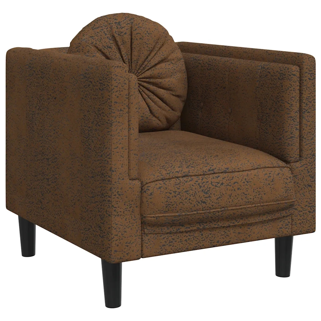 Poltrona | Sedia Relax con Cuscino Marrone in Similpelle Scamosciata