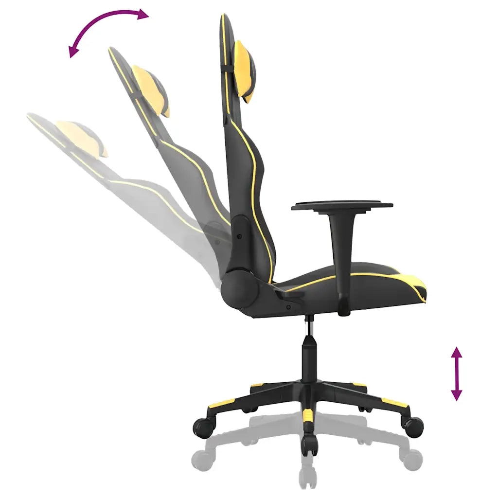 Sedia da Gaming | Sedia da e-sports Massaggiante Nero e Oro in Similpelle