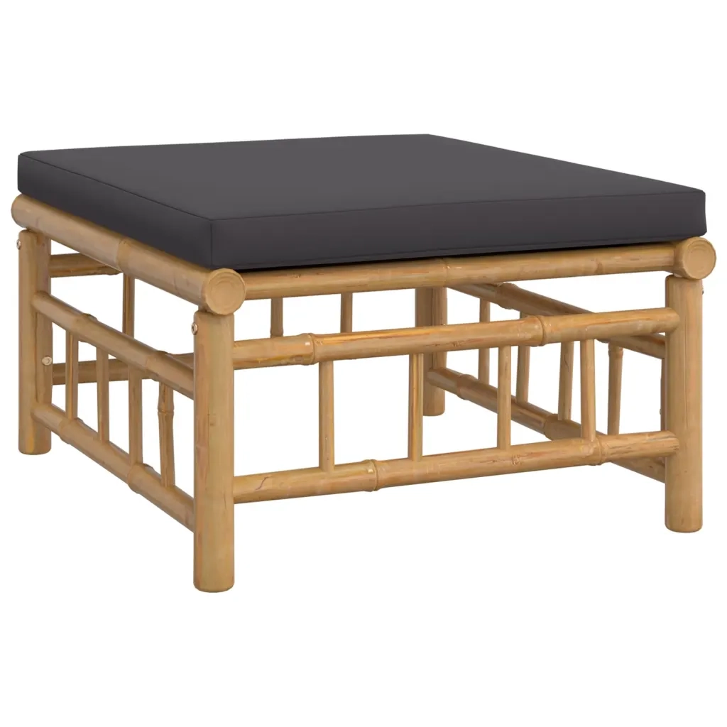 Set Salotto da Giardino 5pz con Cuscini Grigio Scuro Bambù 3155210