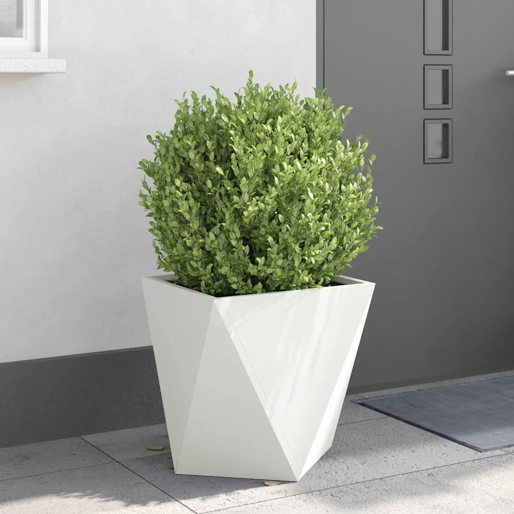 Fioriera 2 pcs Bianco 50 x 50 x 50 cm Acciaio 883839