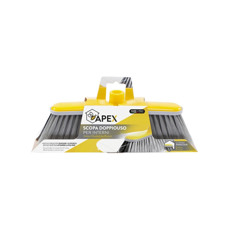 SCOPA DOPPIE SETOLE GRIGIE E NERE- APEX- 1,0 pz