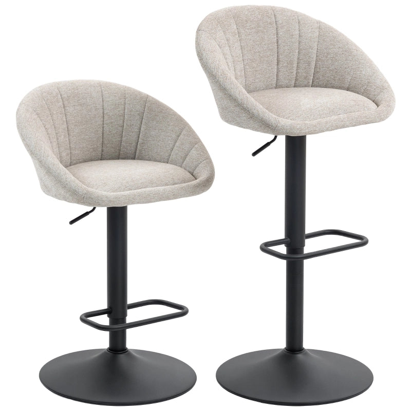 Set di 2 sgabelli da bar regolabili e girevoli con schienale e braccioli, beige