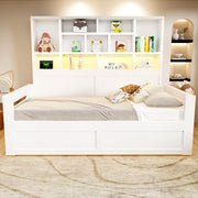 Letto singolo 90x200 cm con vano idraulico; LED e prese; MDF bianco
