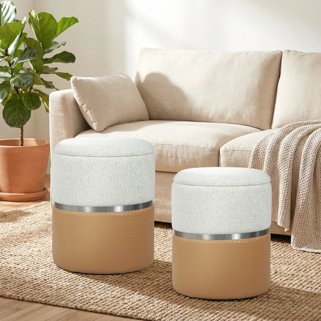 Puff con contenitore ¨C zephmum ¨C marrone e crema