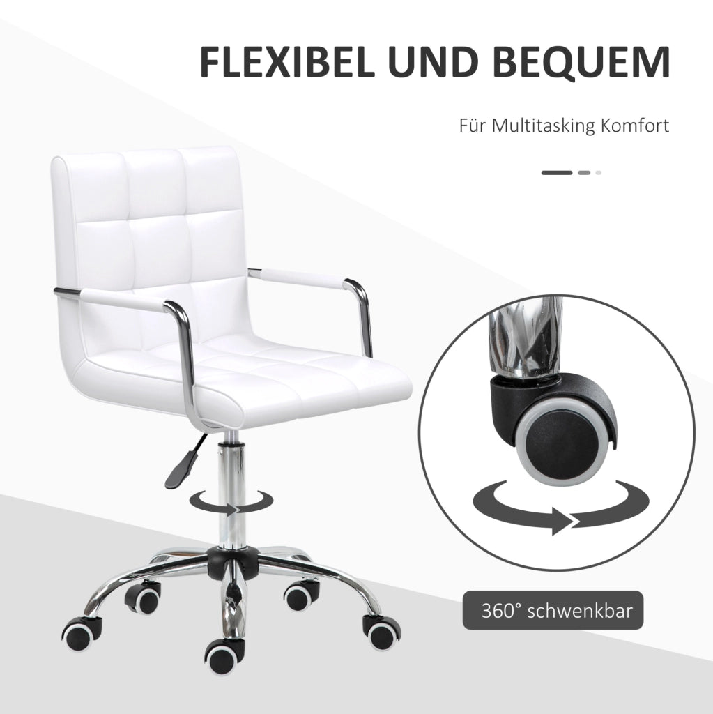 Sedia da ufficio girevole bianca in PVC regolabile