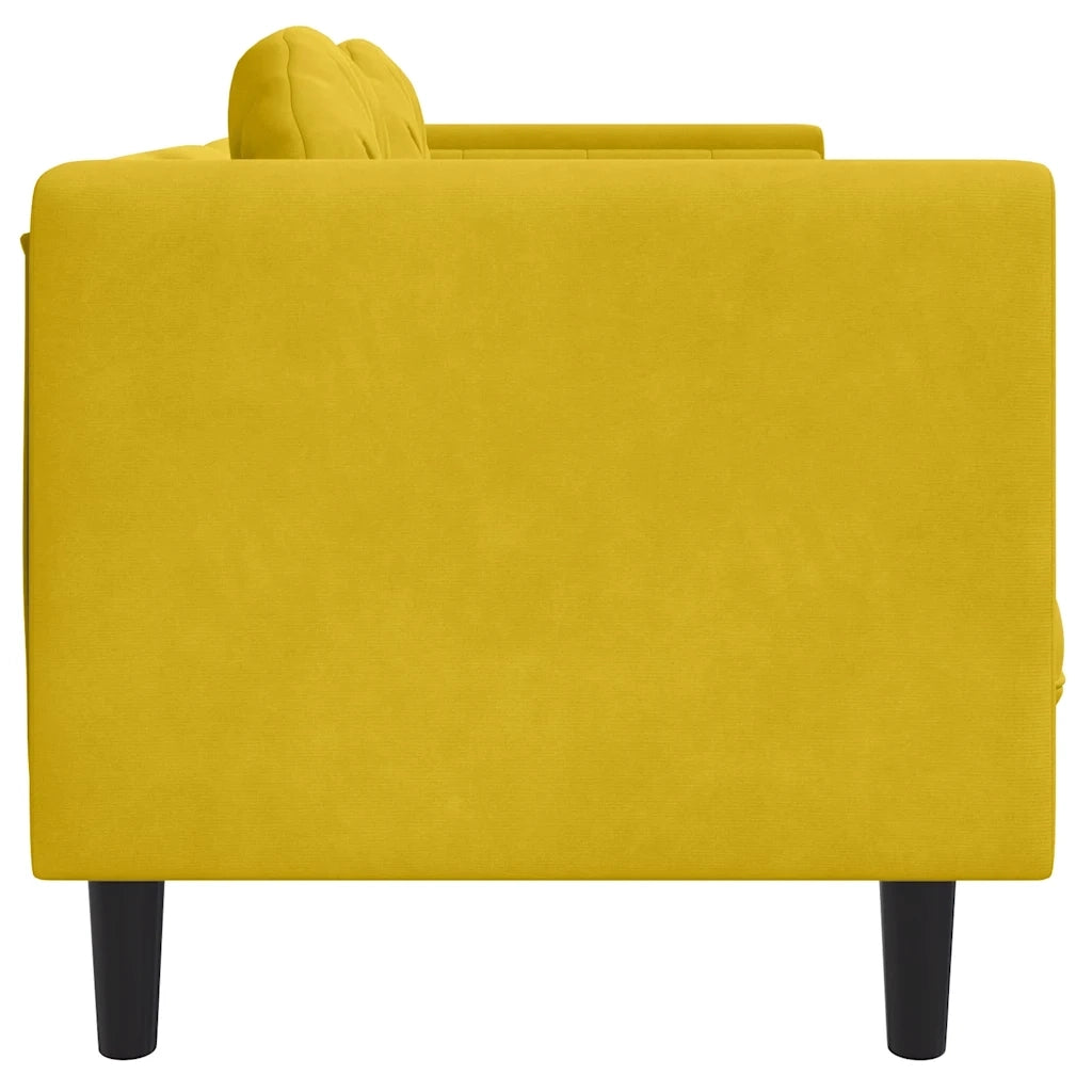 Divano a 2 Posti con Cuscini-Sofa 2 Posti con Cuscini Giallo in Velluto
