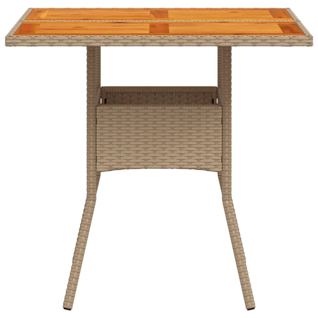 Tavolo da Giardino Beige 80x80x75 cm Polyrattan e Legno Acacia 368133