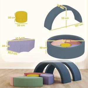 SET BLOCCHI MORBIDI 7 PEZZI in Schiuma Multicolore con Rivestimento Sfoderabile