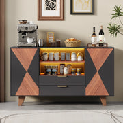Sideboard in MDF con illuminazione LED RGB, 150x40x90 cm, con ripiani regolabili e cassetti, per soggiorno e sala da pranzo