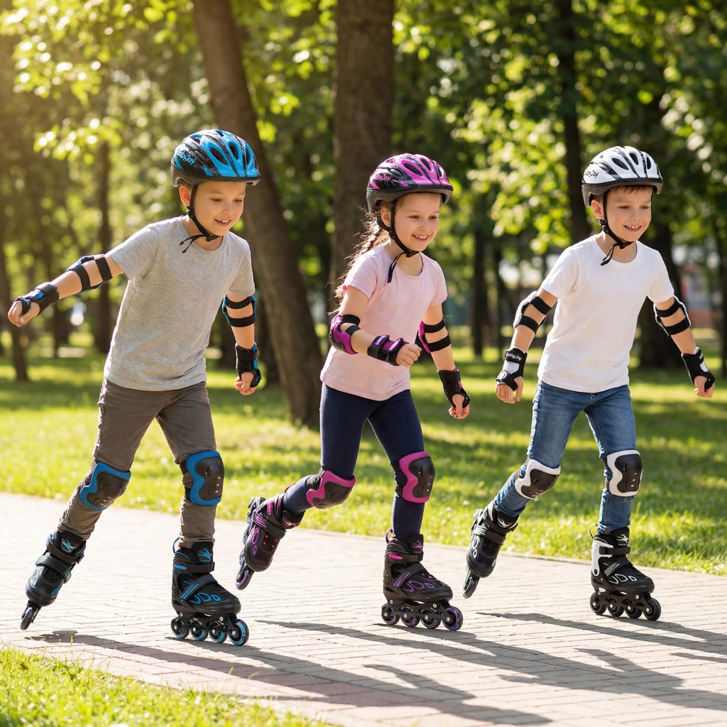 Pattini a rotelle regolabili per bambini e ragazzi 5-14 anni con ruote luminose, Pattini professionale per principianti interno ed esterno modello 10c-8 taglia M