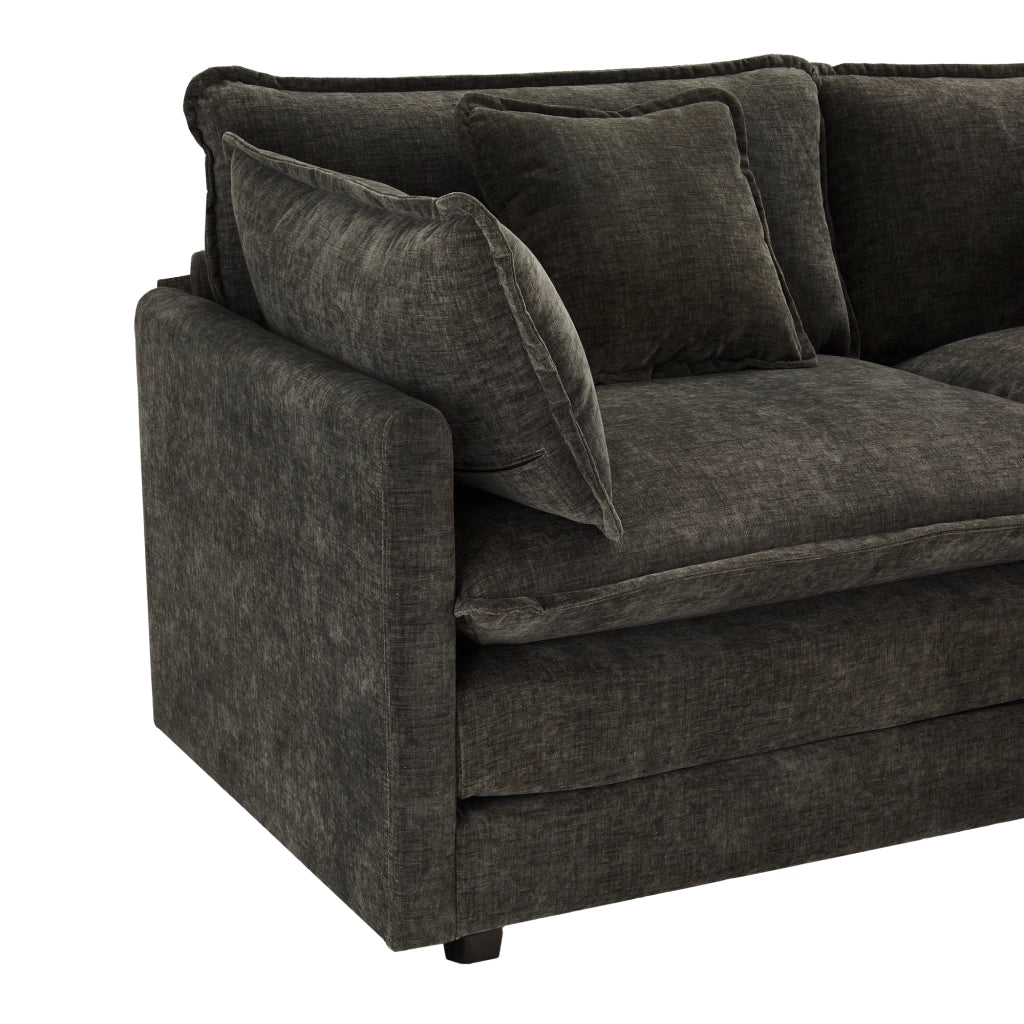 Divano 3 posti con pouf mobile 283x147 cm in chenille grigio scuro
