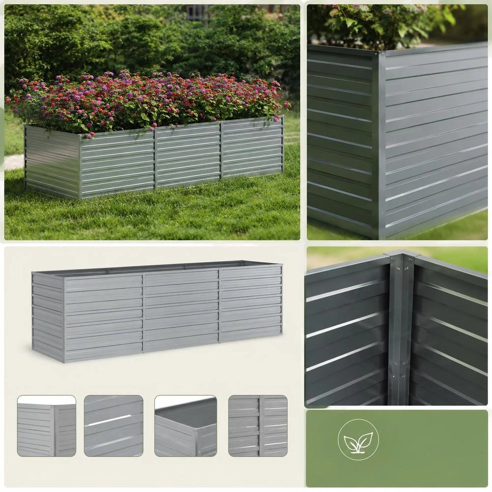 Garden Raised Bed 240x80x77 Cm Galvanized Steel Silver