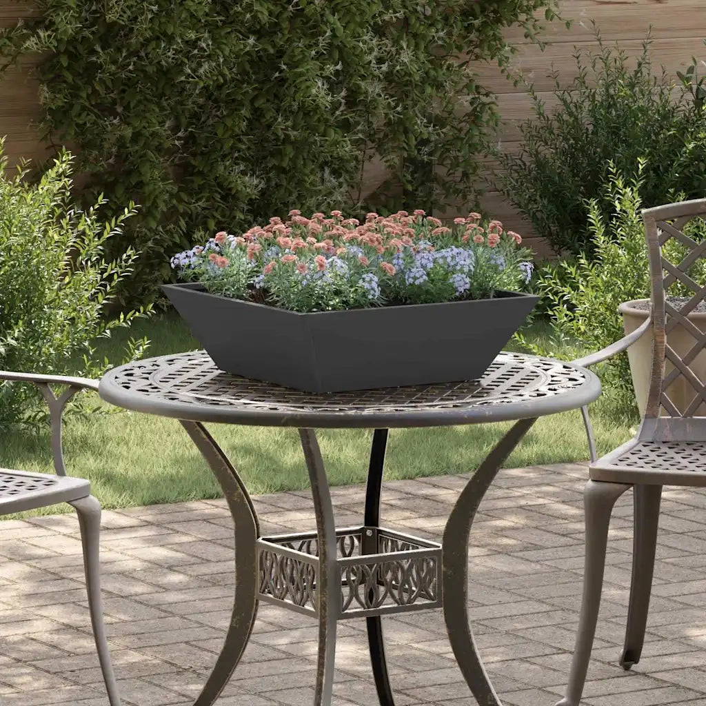 Vaso da giardino-Fioriera Esterno-Contenitore per Piante Nero 50 x 50 x 15 cm Acciaio laminato a freddo