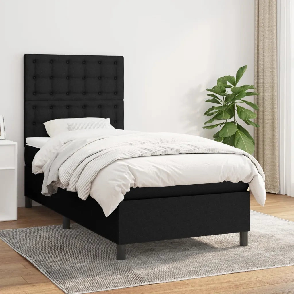 Giroletto a Molle con Materasso-Struttura Letto Nero 80x200 cm inTessuto 422646