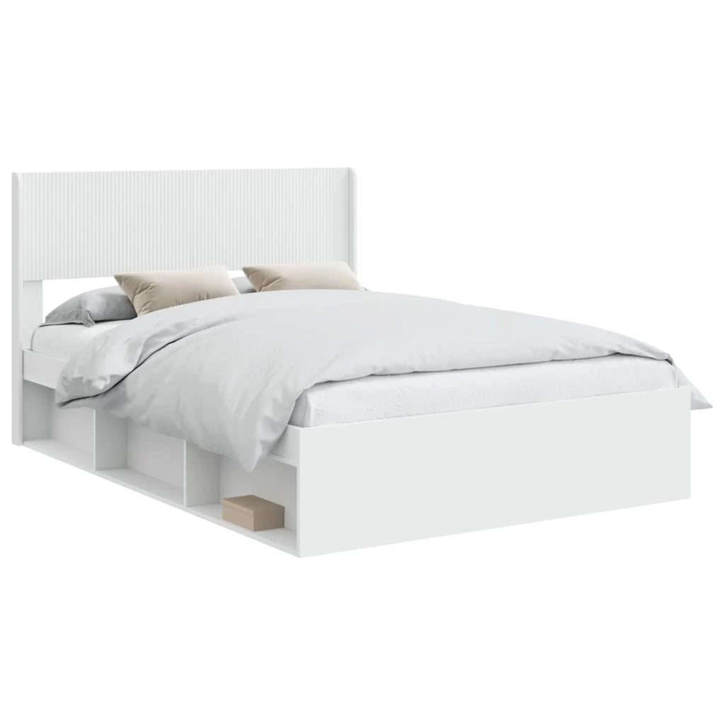 Struttura del letto con stoccaggio e testata Bianco 3414203