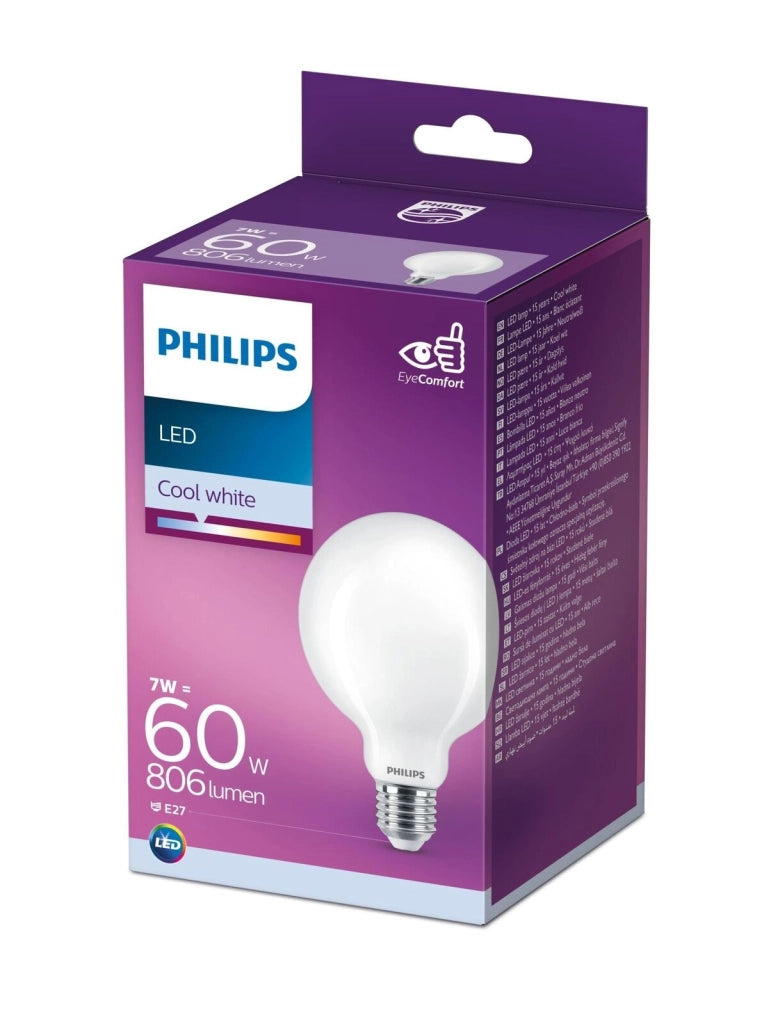 Philips 929002370901 Lampadina LED Globo E27 7W equivalente 60W 806lm 4000K Bianco Neutro colore Bianco